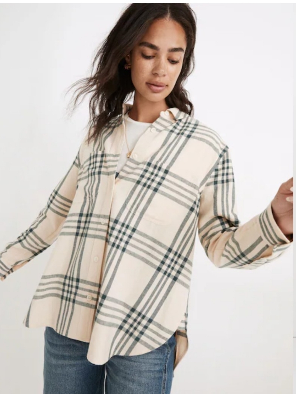 Madewell Beige Plaid Button-Down Shirt